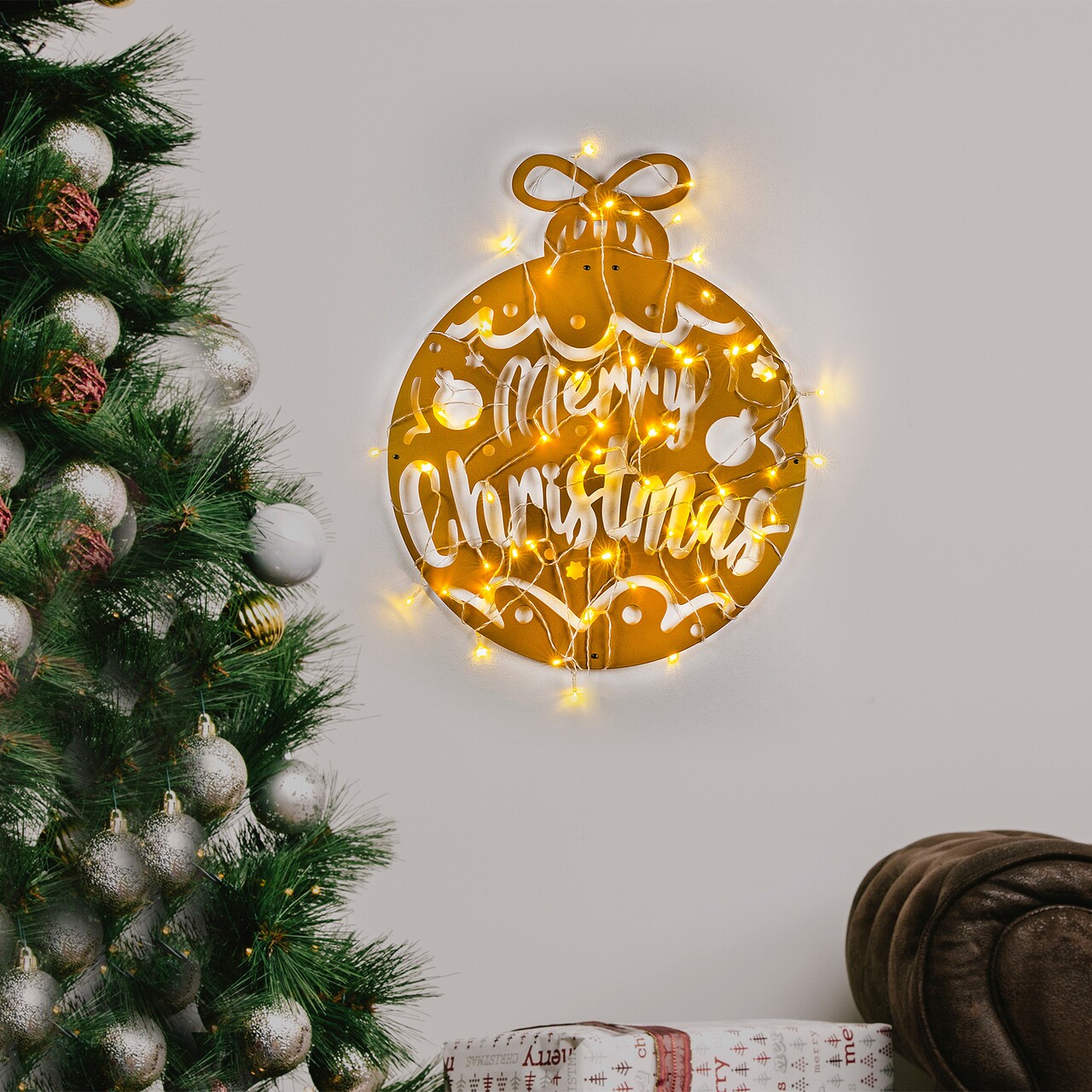 Decoratiune de luminoasa XMASGOLD-007, Tanelorn, 51x56 cm, metal, auriu - imagine 7